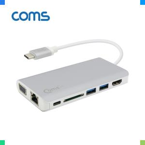 Coms USB 3.1 C타입 7 in 1 멀티 컨버터/SD/AUX/HDMI/